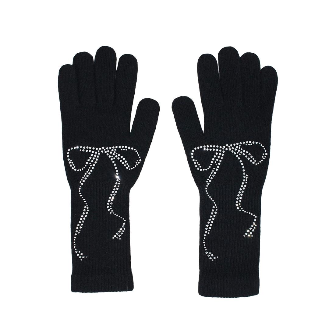 ribbon long gloves (black)