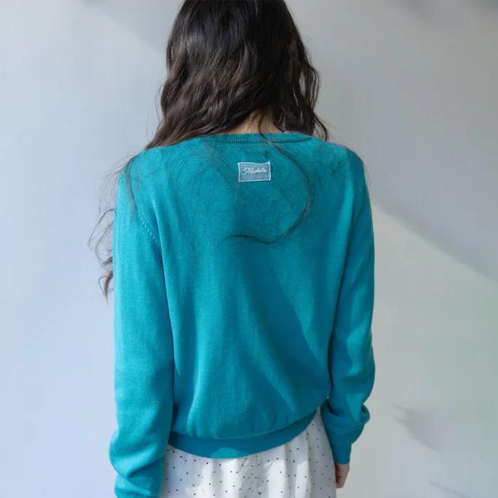 [민제 pick] Essential Round Knit Cardigan Teal blue