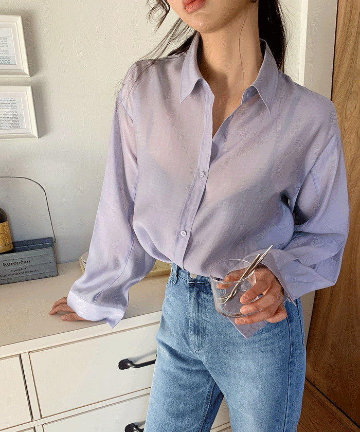 페미닌시어셔츠 #6컬러 #시스루셔츠 #투웨이셔츠 #오버핏셔츠 #봄셔츠 #하객룩