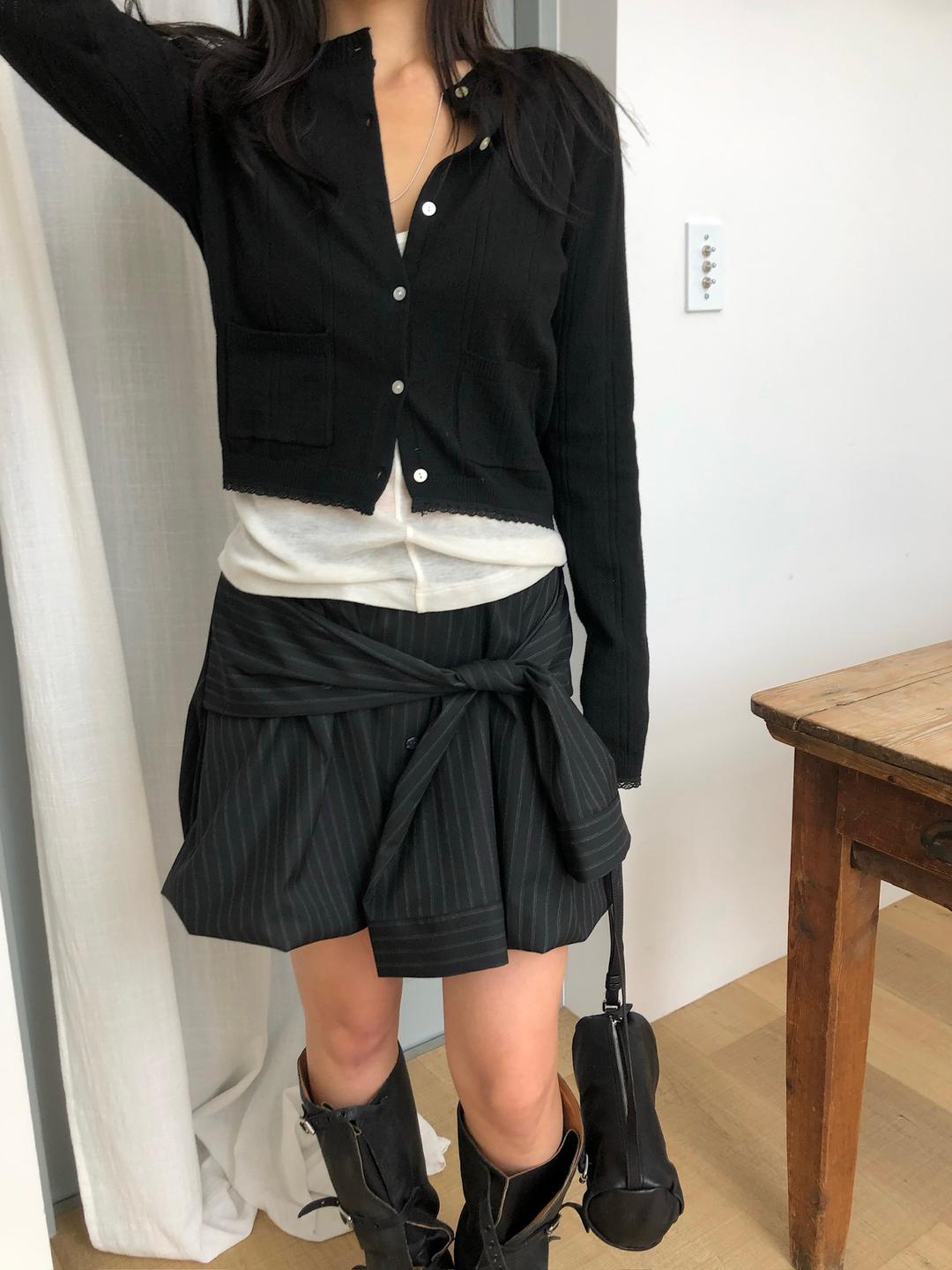 LACE POCKET CARDIGAN (3COLOR)