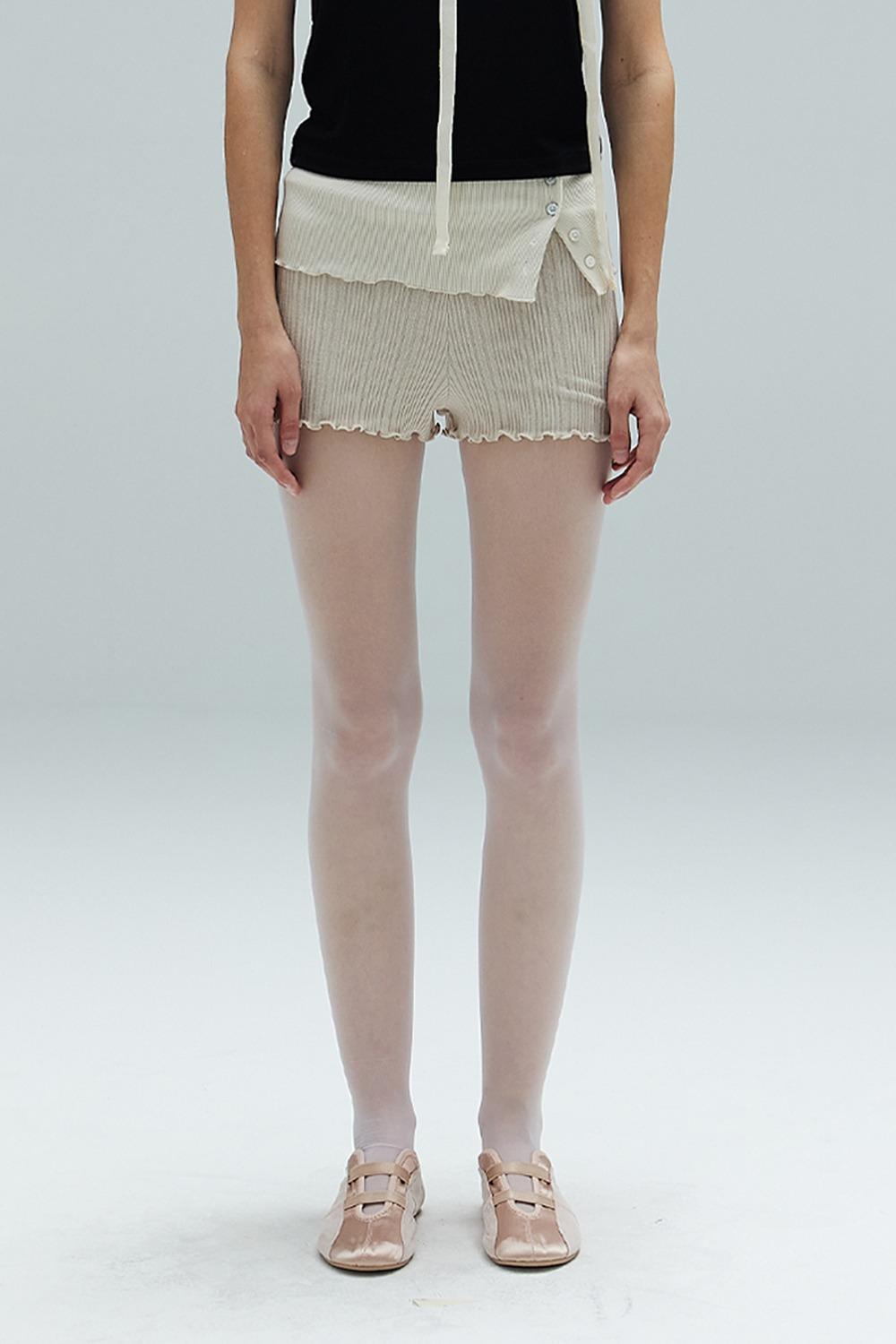 AMY BUTTON KNIT SHORTS - BEIGE