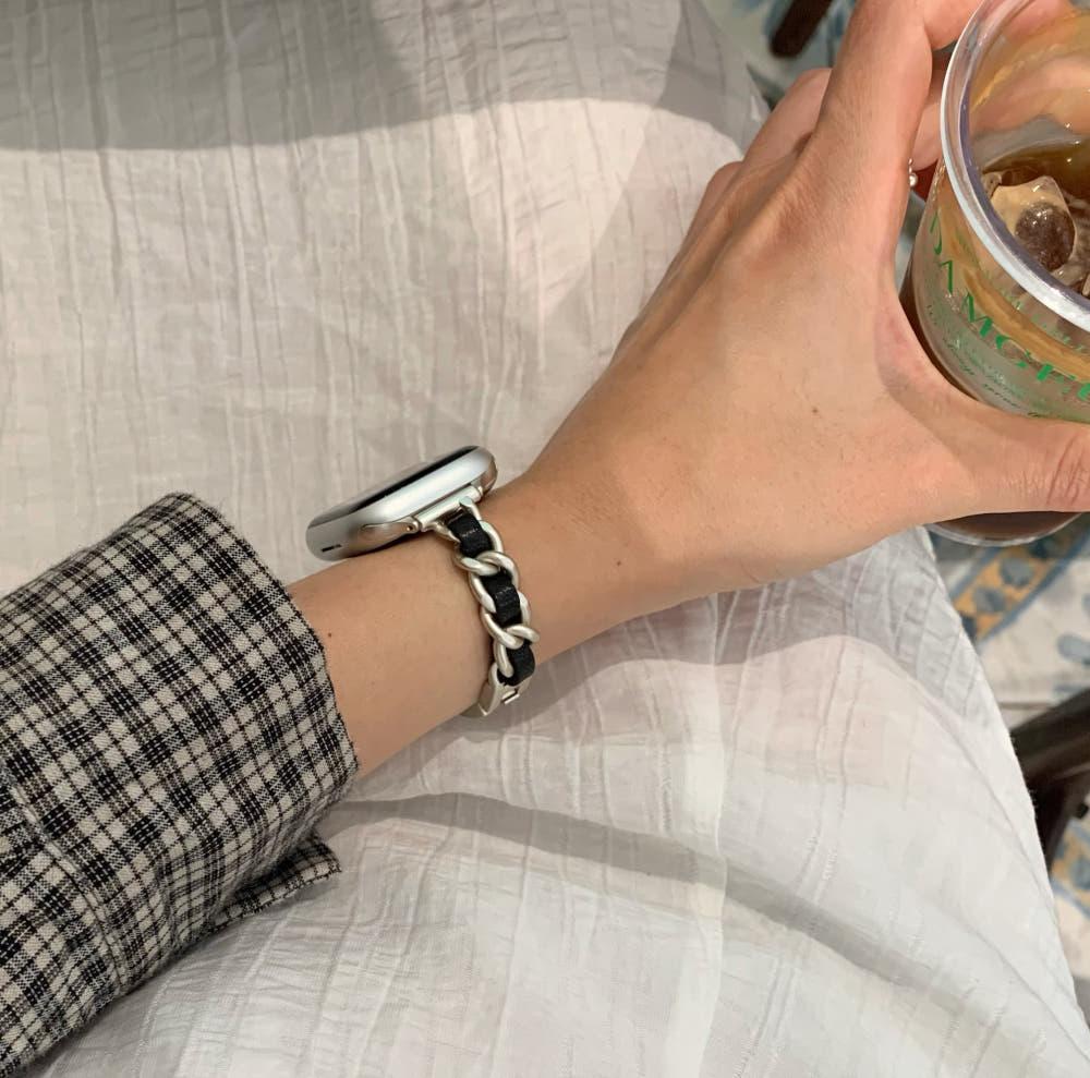 ZB 애플워치 싱글체인가죽스트랩 호환 줄