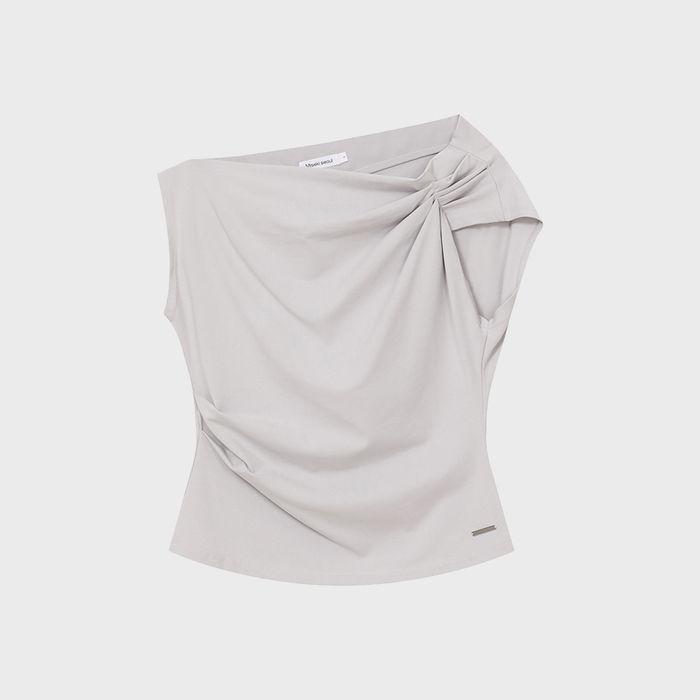 Slanted sleeveless top GREY