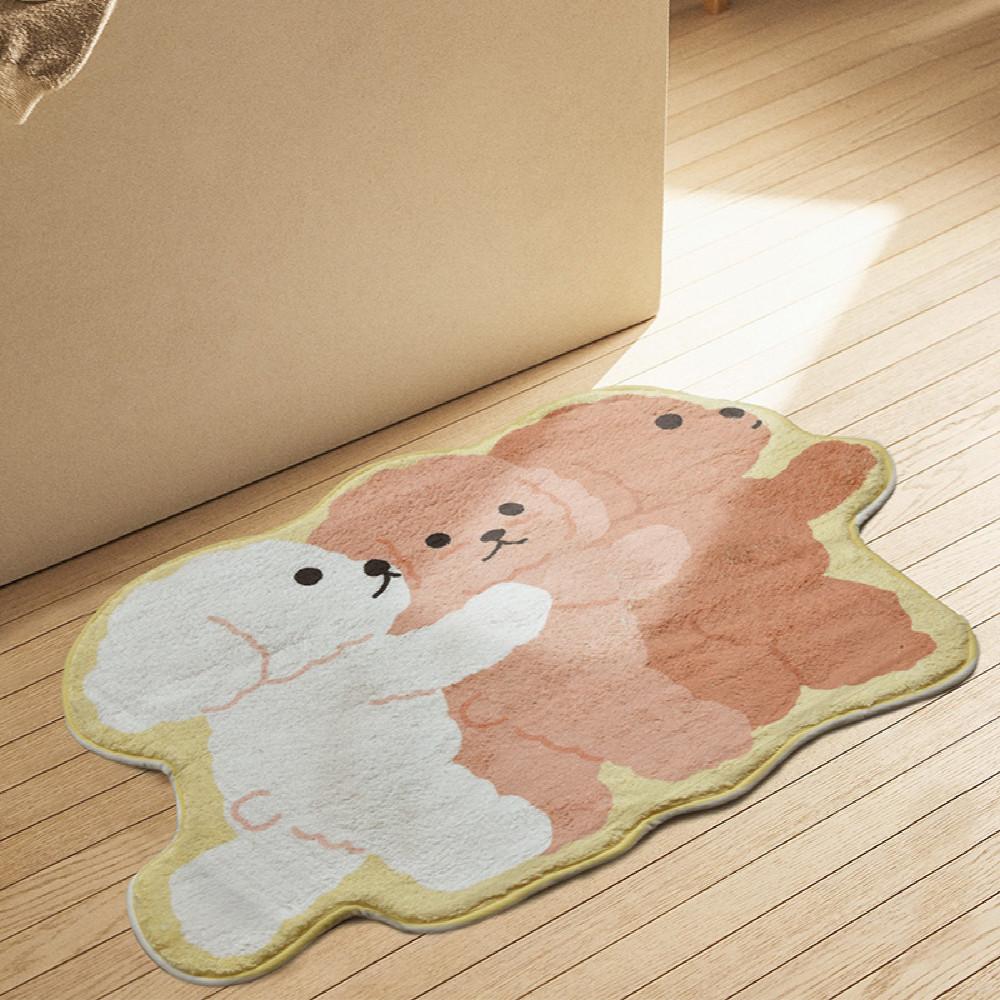 귀여운 강아지 손그림 발매트 러그 미끄럼방지 흡수력좋은 푸들 미니 주방 침실 욕실 카페트