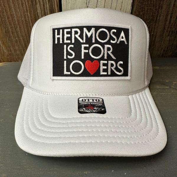 Hermosa Beach HERMOSA IS FOR LOVERS High Crown Trucker Hat - White