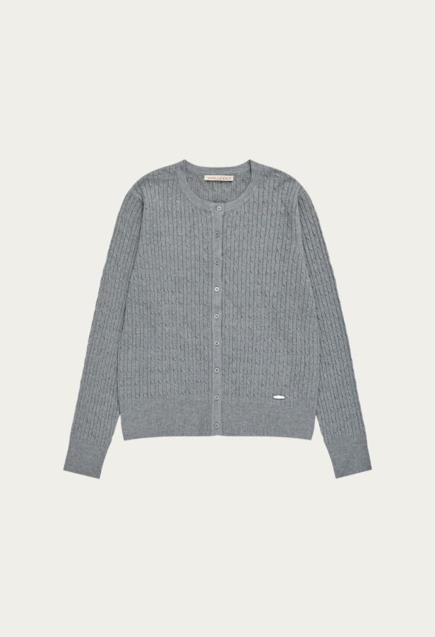 클래식 케이블 라운드 니트 가디건