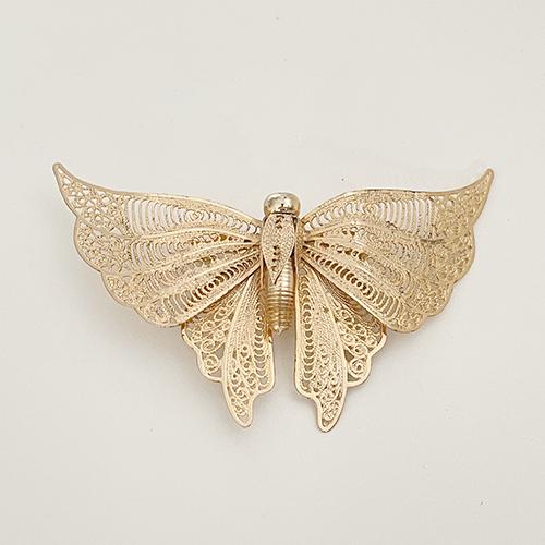 골드톤 메탈 아르데코 스타일 필리그리 버터플라이 핀
