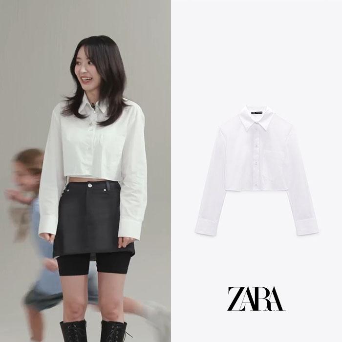 ZARA 자라 포플린 크롭 셔츠 3067 041 (사쿠라 착용)