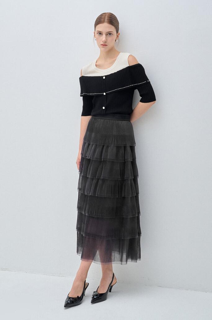 [MINE] 티어드 튤 플리츠 스커트