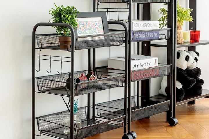 철제 이동식 무빙 트롤리 수납선반/틈새선반 4단 2colors