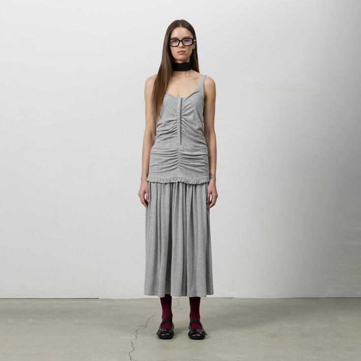 RUCHED SNAP PANEL DRESS M.GREY