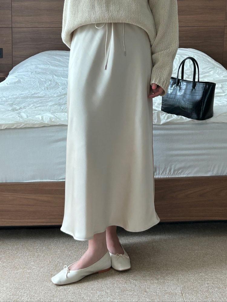 [당일배송] 봄 스트링 실크 새틴 샤틴 스커트 : 페드보헤브