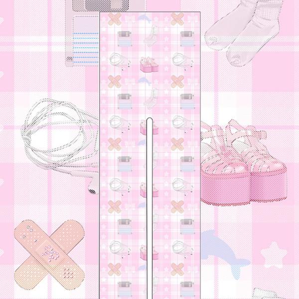 pink check illustration stocking