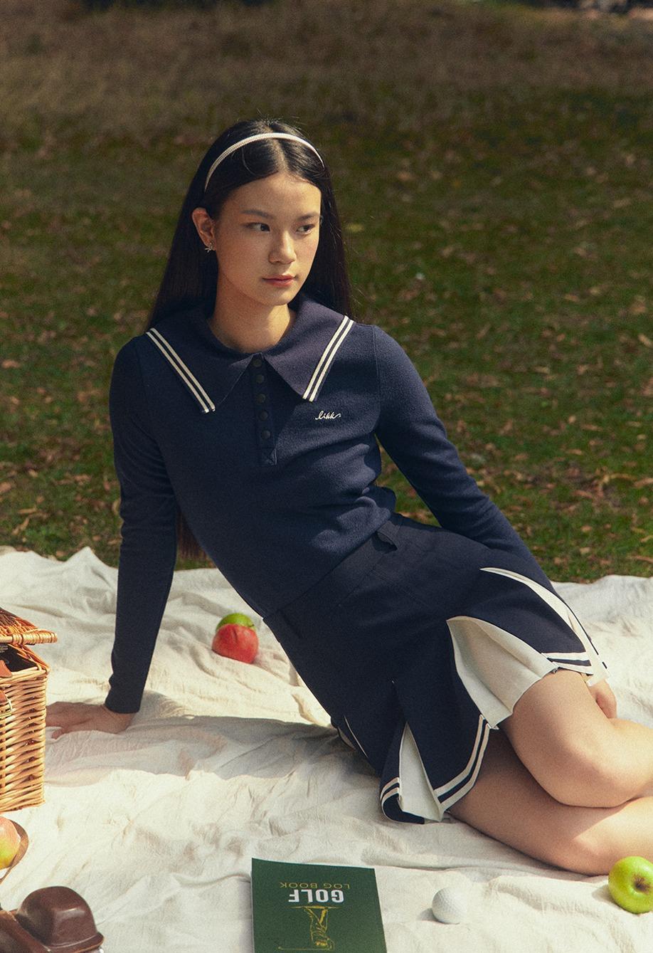 빅 세일러 칼라 티셔츠 (네이비)