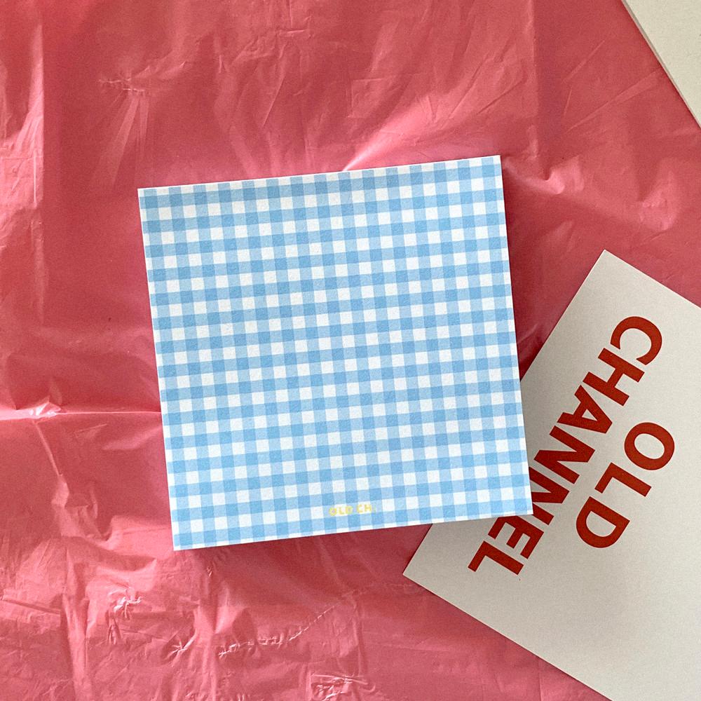 올드채널 GINGHAM MEMO PAD - Sky Blue 깅엄 메모패드 떡메모지 스카이블루