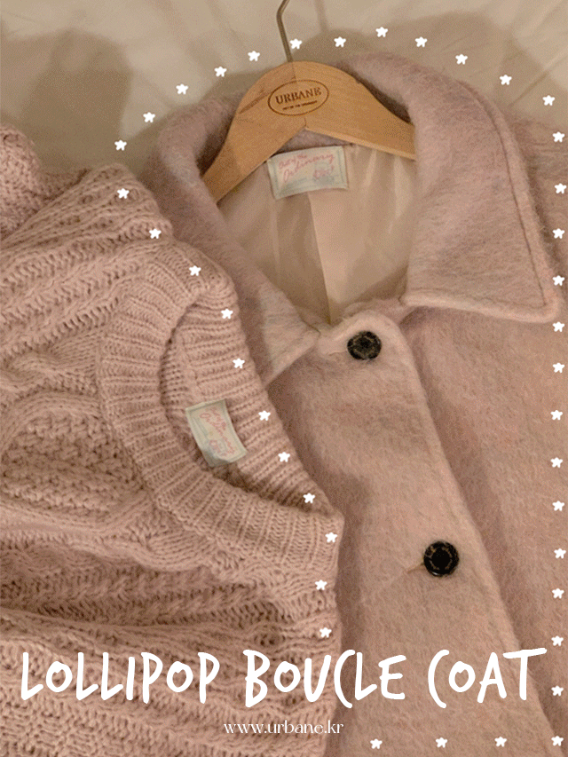어베인 💕URBANE MADE💕 롤리팝 오버핏 울 모헤어 부클 하프 코트 (2c)