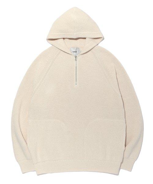 Hoodie Half Neck Knit Cream