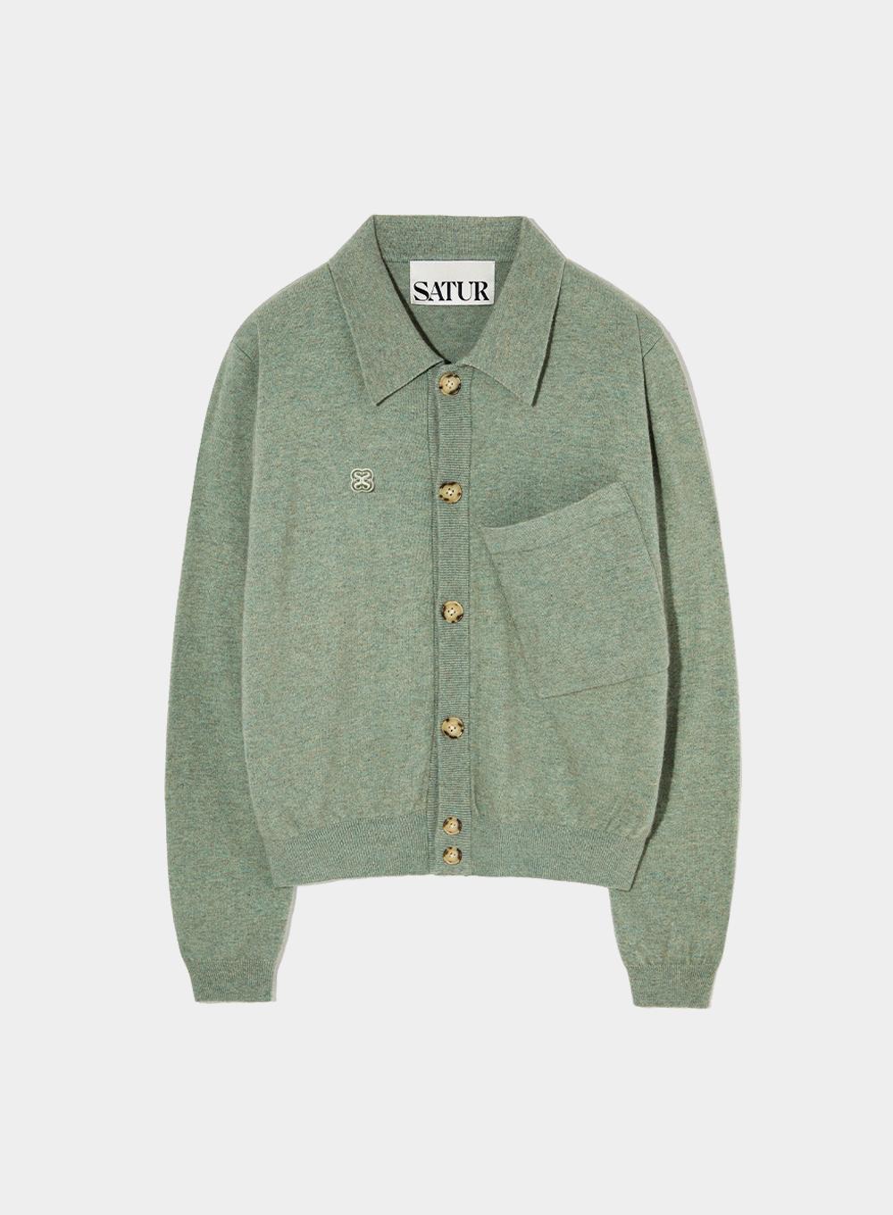 Perth Raccon Collar Short Cardigan Highlands Green
