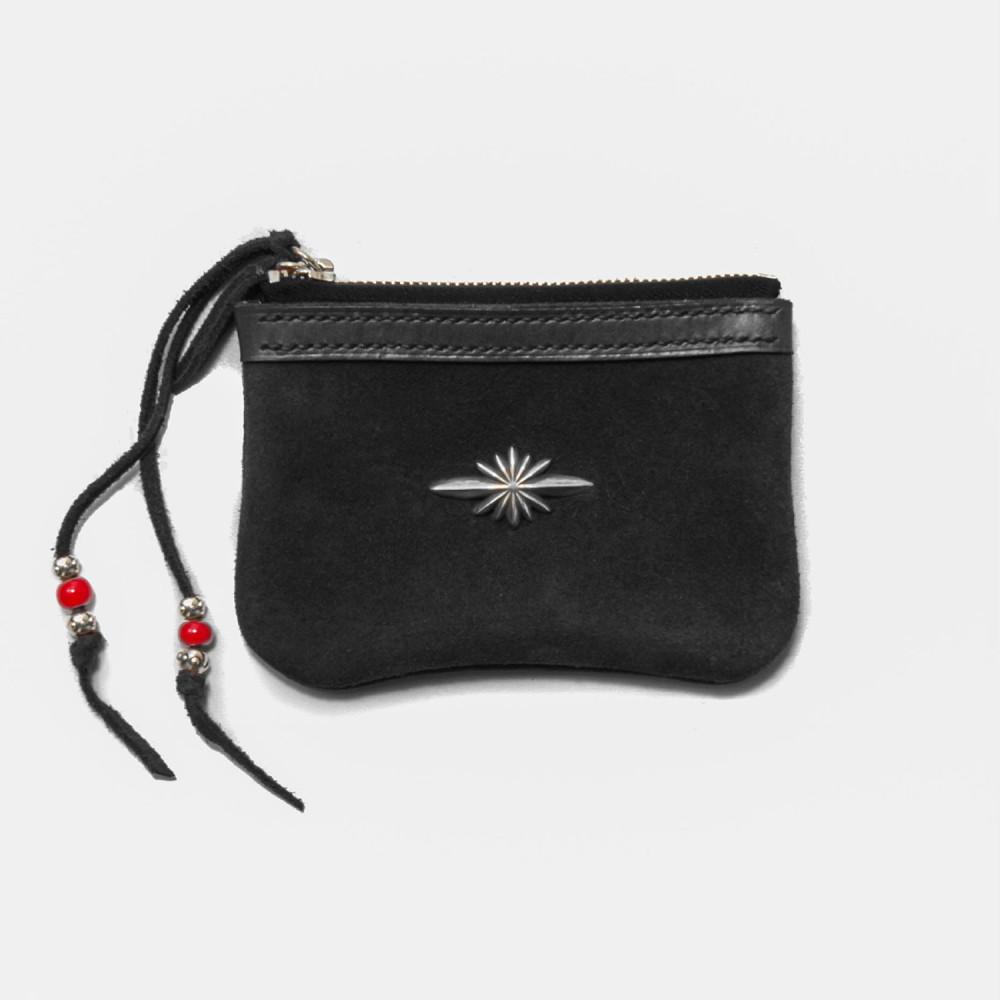 Star concho&beads Suede card wallet (black)렌도 스웨이드 가죽 파우치 카드지갑 블랙