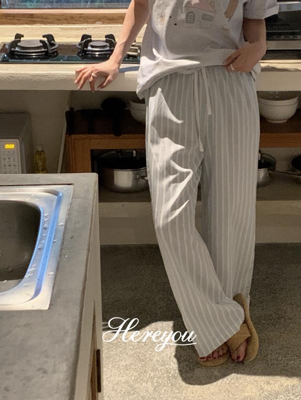 유리에 [here you] 소다 스트라이프 파자마 pants - 2color (파자마팬츠/줄무늬/잠옷/원마일웨어/라운지웨어)