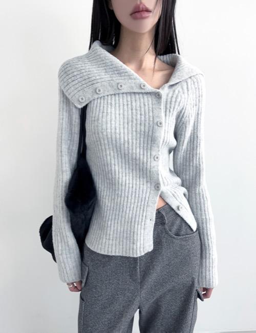 unbalance collar button golgi knit