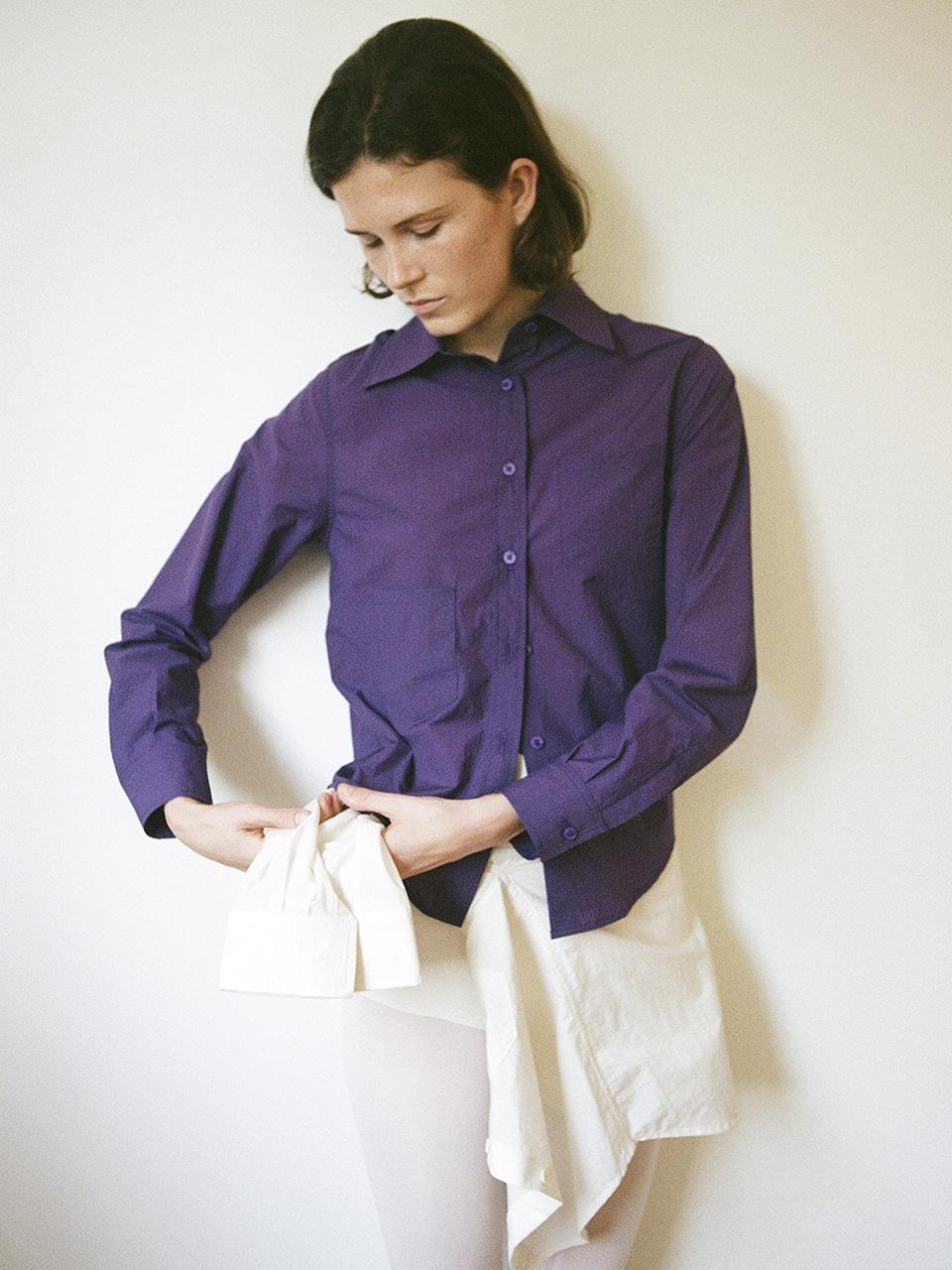 [ 자사몰 단독 , 수량 한정 ] two pocket fit shirt - purple