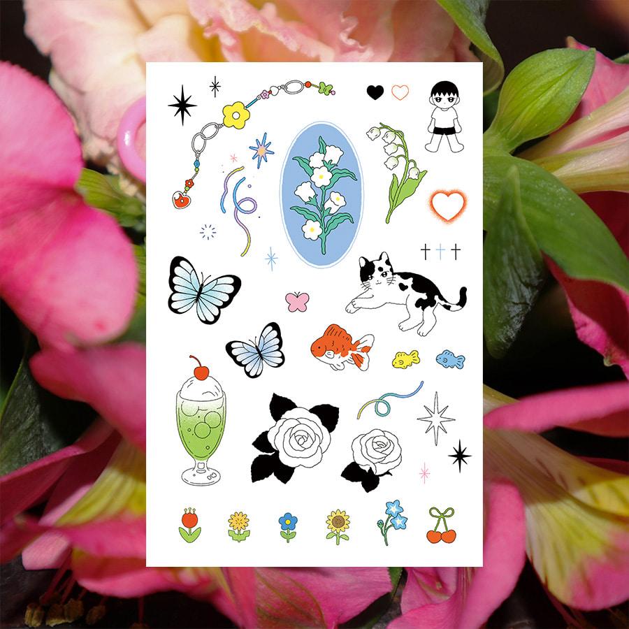 작가 주년 타투스티커