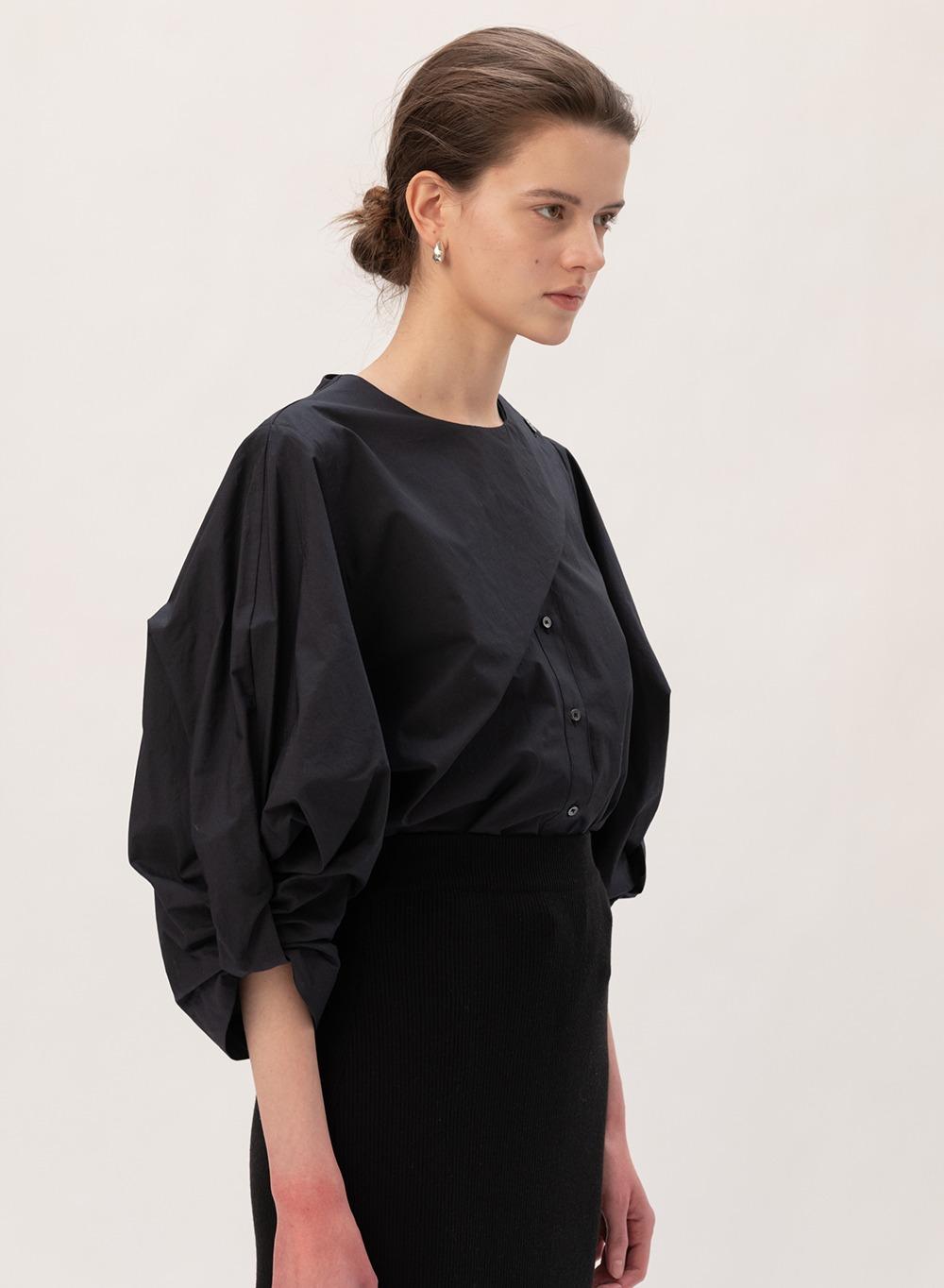 FW19 Twist Volume Sleeve Blouse Dark-navy