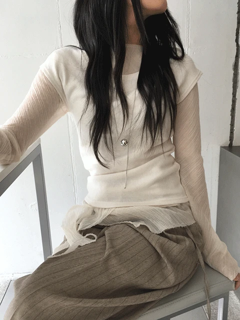 slat sleeveless top (3color)