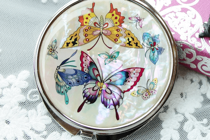 화이트나비 자개손거울 자개거울 원형손거울