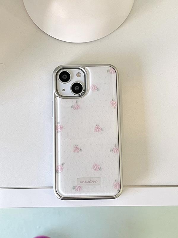 장미 자수 니트 케이스 🌷 • 에폭시 실버 범퍼