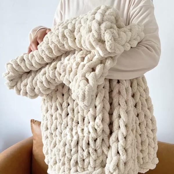 포르티지 두꺼운 니트 담요 뜨개 이불 감성 블랭킷