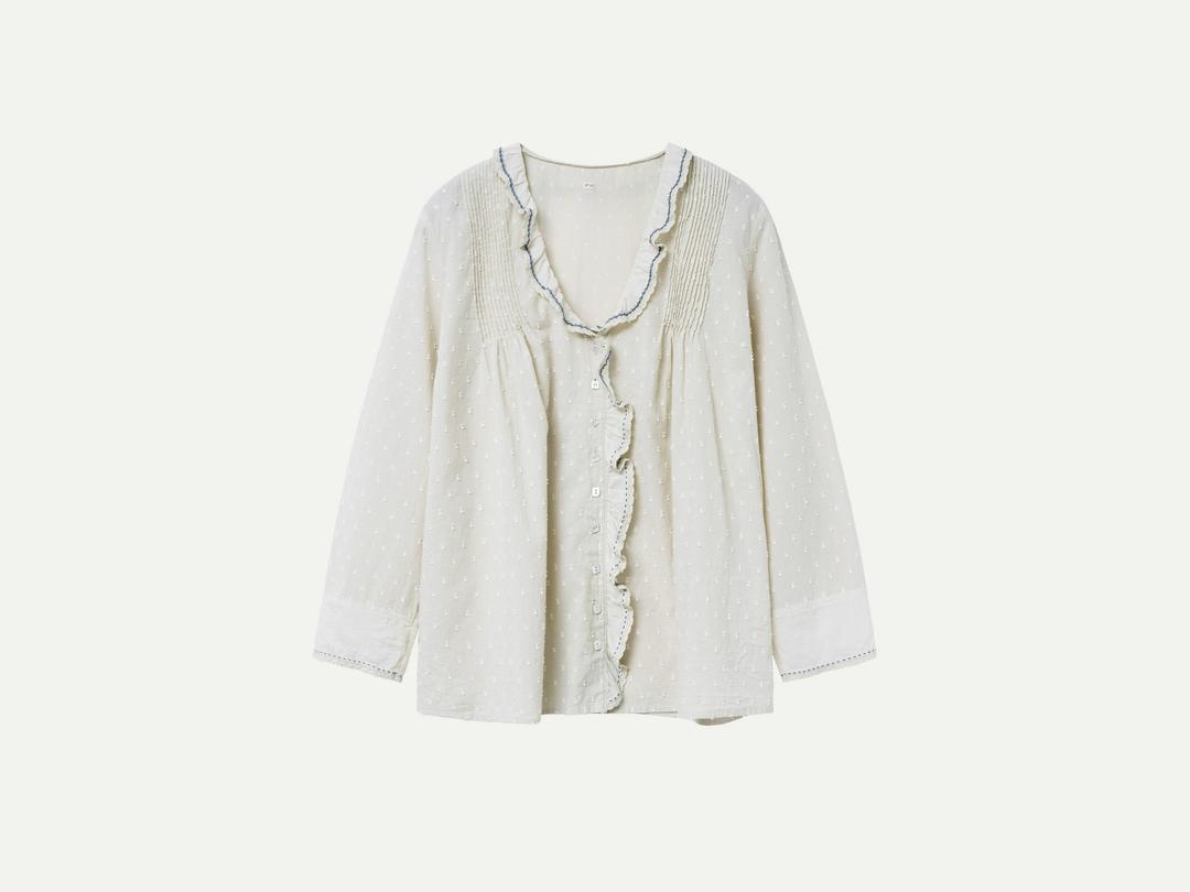 Via Bell frill blouse (Light yellow)