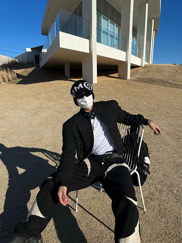 EDMA tweed crop bomber jacket