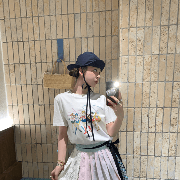 LRIB Multi-Fabric Sewn Multi-Layer Pleated Half Skirt