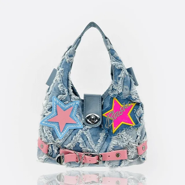 [아이돌백] Y2K 데님 키치 미니 호보백 숄더겸 크로스백