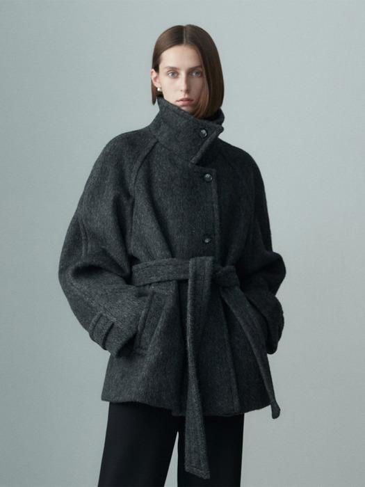 WOOL BLENDED BELTED HALF COAT
