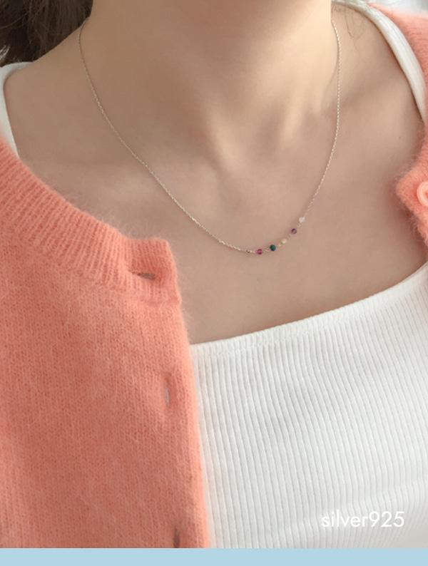 made gemstone necklace (silver925)