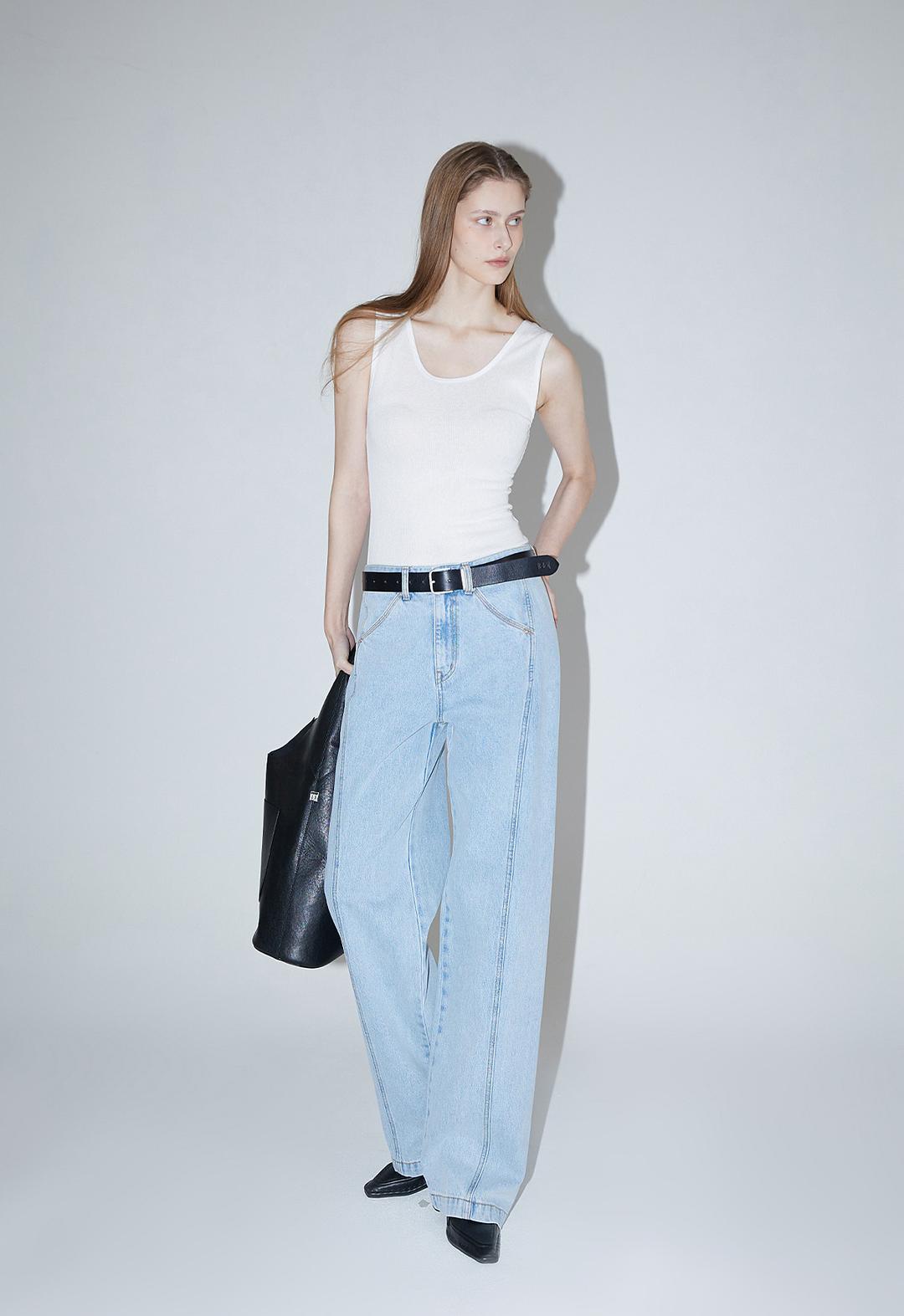 Blanc New Denim Pants-BLUE