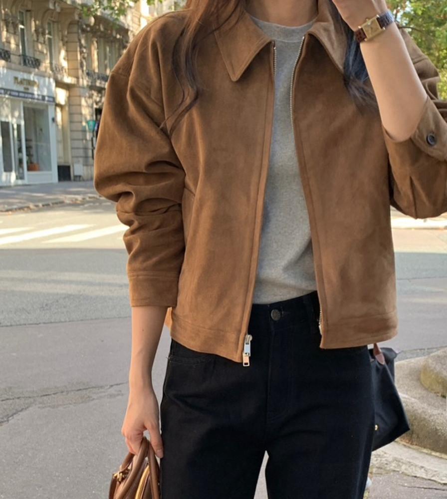 (쿠폰) (추석이후순차발송) 여자 가을 스웨이드 메이세븐 벅스 블루종 자켓 2color