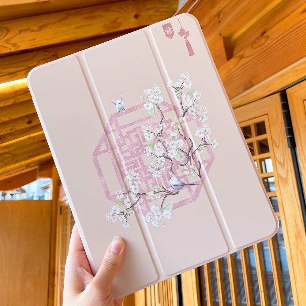 핑크 블랙 꽃나무 뱁새 아이패드 에어4/5 프로3세대 미니6 케이스