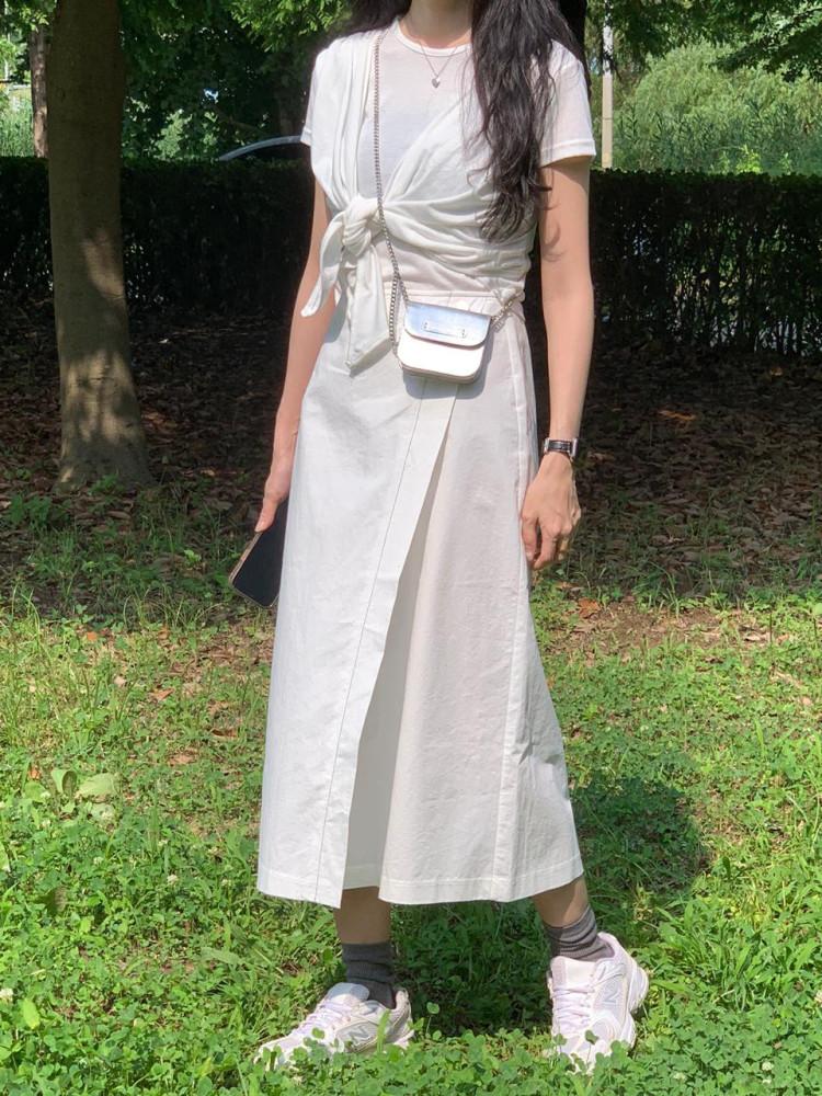 실버버튼 랩 스커트(2col)