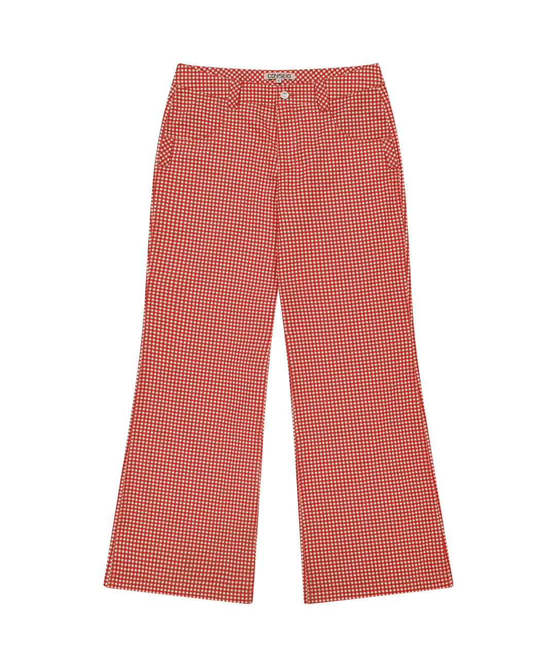 COYSEIO X BLYTHE CHECK BOOT CUT PANTS RED