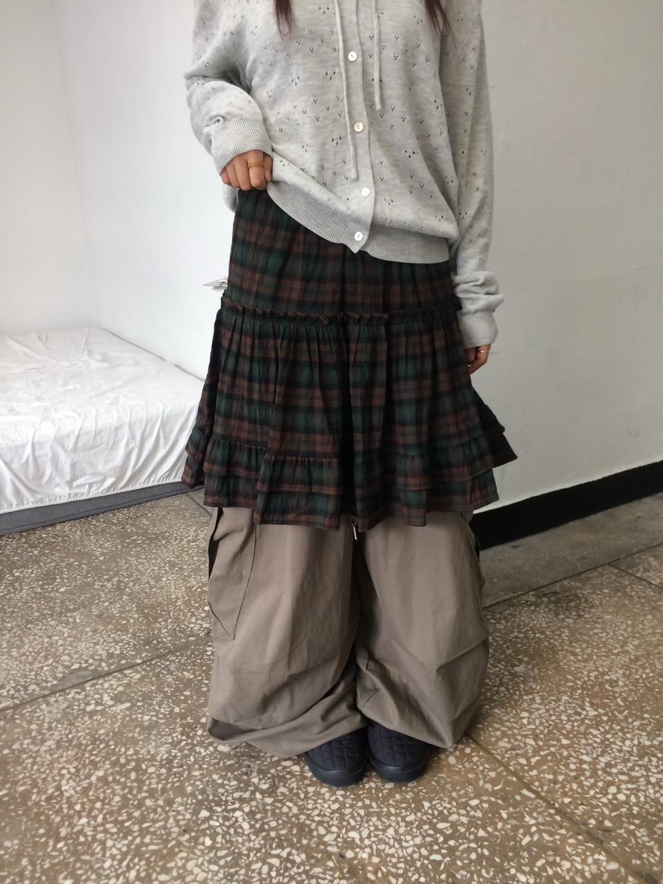 빈트 체크 프릴 스커트 (2 color)