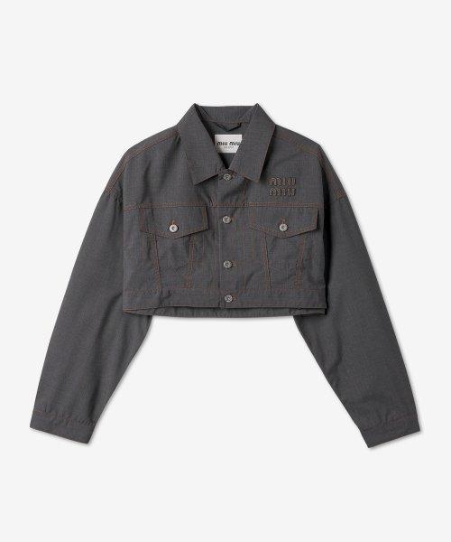 여성 크롭 체스트 로고 재킷 - 다크 그레이 / ML9161XMYF0480