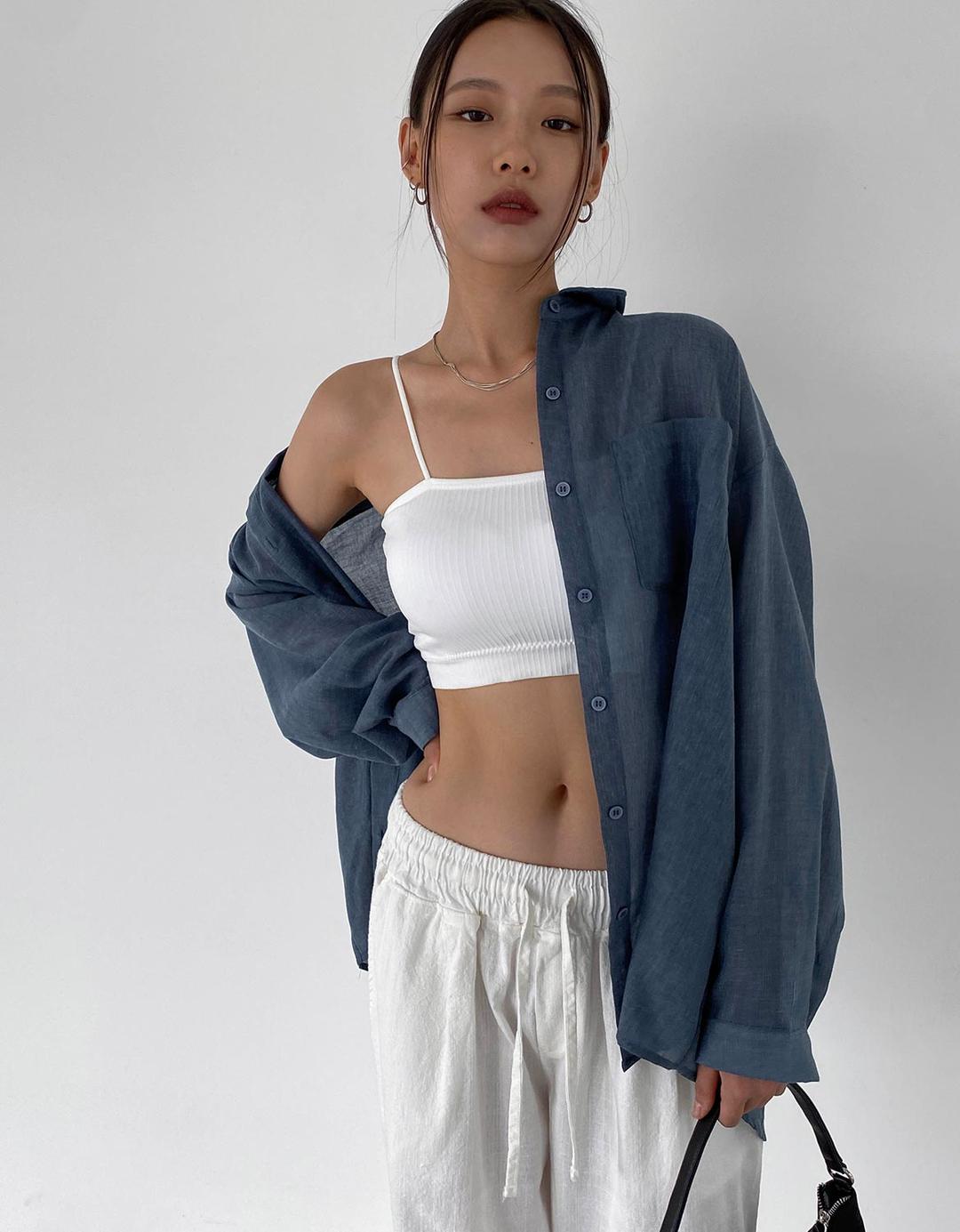 타시즈 오버핏 시스루셔츠