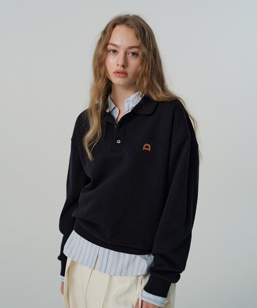 던스트 포 우먼(DUNST FOR WOMEN)  UNISEX LEATHER LOGO COLLARED T-SHIRT_UDTS5A110_FRENCH NAVY - 사이즈 & 후기 | 무신사