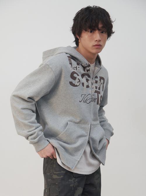 Grocery Hoodie Zip-up Melange Grey