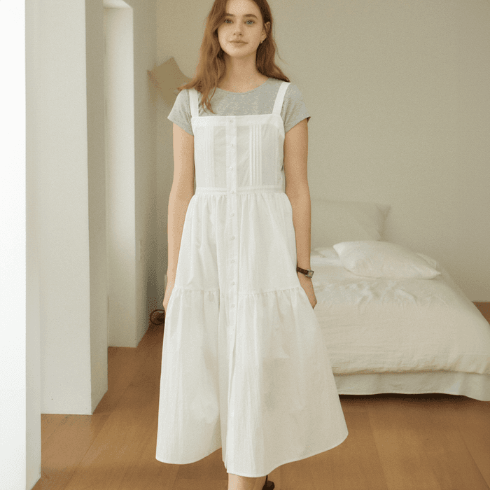 [29CM 단독] Layered Pintuck Sleeveless Dress - White