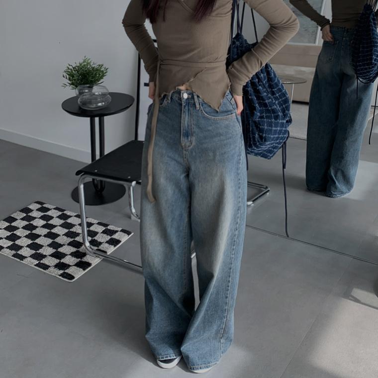 클로제 데일리 롱 데님 와이드 팬츠